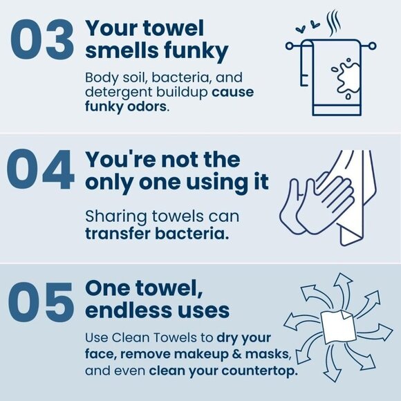 Clean Towels XL, 100% USDA Biobased Face Towel, Disposable Face Towelette, Eczem - Picture 5 of 10